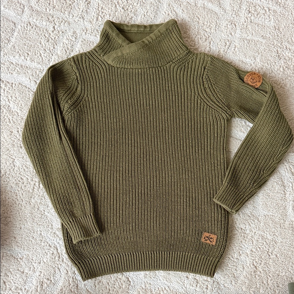 Kids Olive Green Turtleneck Sweater